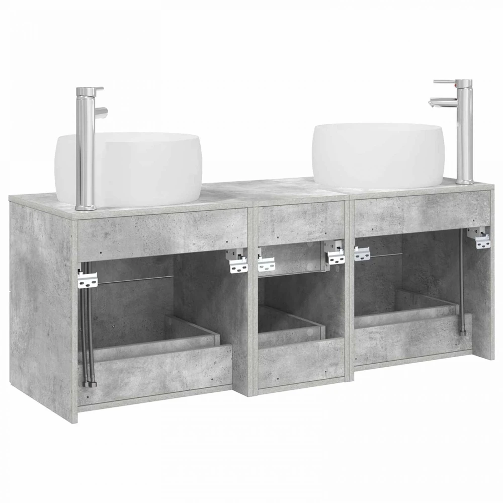 Vonios baldų rinkinys 3 vnt. Betono pilka 49,5 x 44,5 x 66 cm