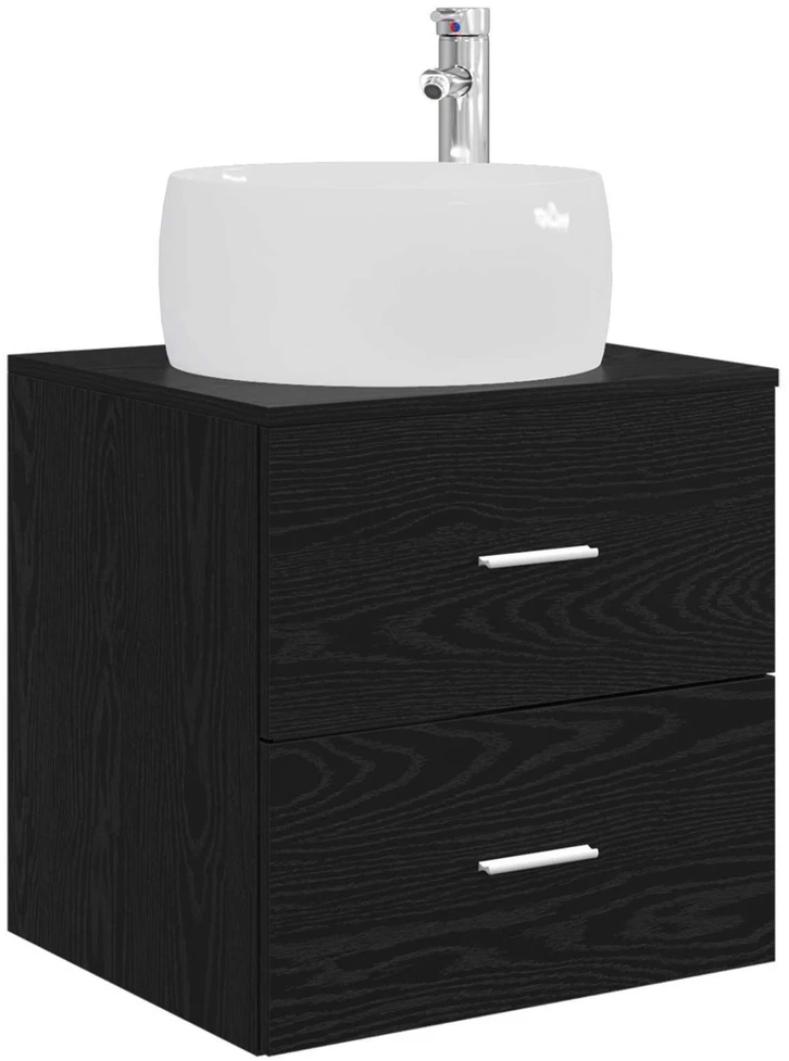 Vonios baldų rinkinys 3 vnt. Juoda 49,5 x 44,5 x 66 cm