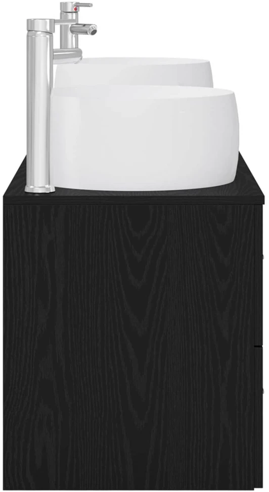 Vonios baldų rinkinys 3 vnt. Juoda 49,5 x 44,5 x 66 cm