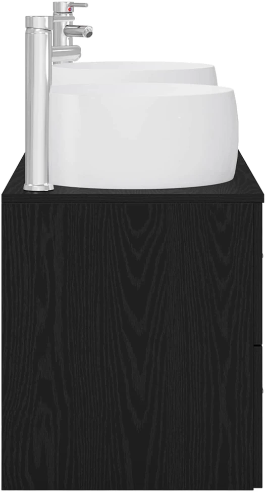 Vonios baldų rinkinys 3 vnt. Juoda 49,5 x 44,5 x 66 cm