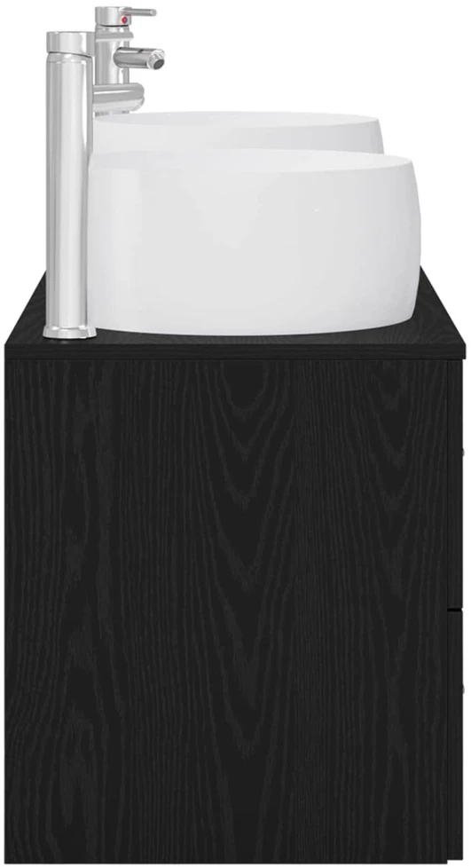 Vonios baldų rinkinys 3 vnt. Juoda 49,5 x 44,5 x 66 cm