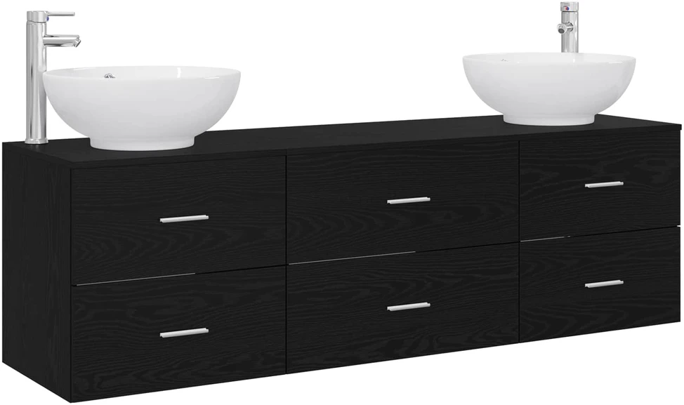 Vonios baldų rinkinys 3 vnt. Juoda 161 x 44,5 x 80 cm