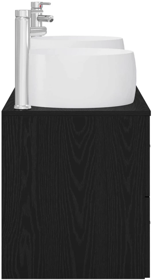 Vonios baldų rinkinys 3 vnt. Juoda 49,5 x 44,5 x 66 cm