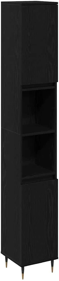 Vonios baldų rinkinys 3 vnt. Juodas ąžuolas 30 x 30 x 190 cm