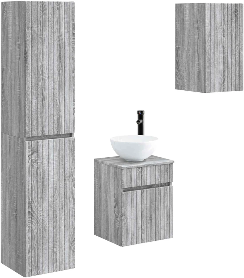 Vonios baldų rinkinys 3 vnt. Pilka Sonoma 33 x 34,5 x 160 cm