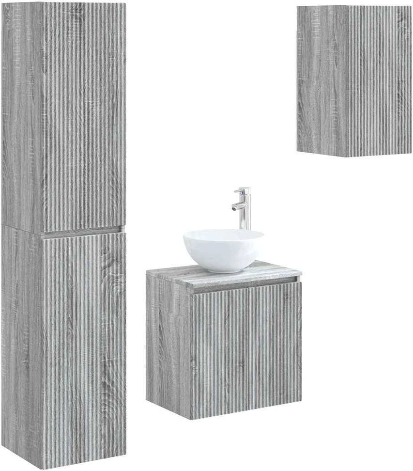 Vonios baldų rinkinys 3 vnt. Pilka Sonoma 33 x 34,5 x 160 cm