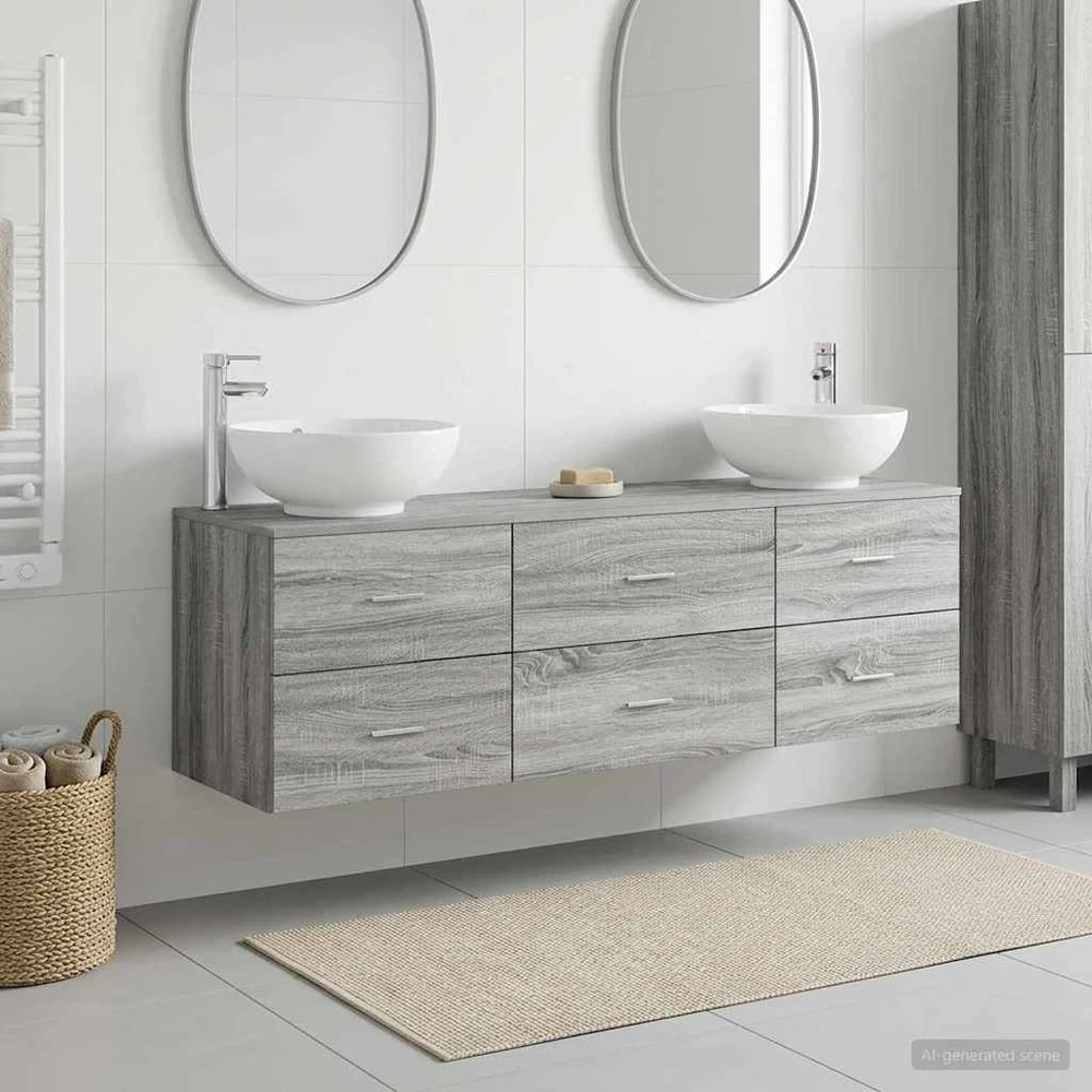 Vonios baldų rinkinys 3 vnt. Pilka Sonoma 49,5 x 44,5 x 65 cm