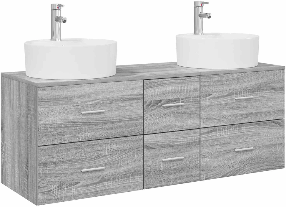 Vonios baldų rinkinys 3 vnt. Pilka Sonoma 129 x 44,5 x 80 cm