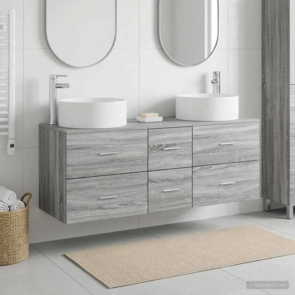 Vonios baldų rinkinys 3 vnt. Pilka Sonoma 49,5 x 44,5 x 65,5 cm