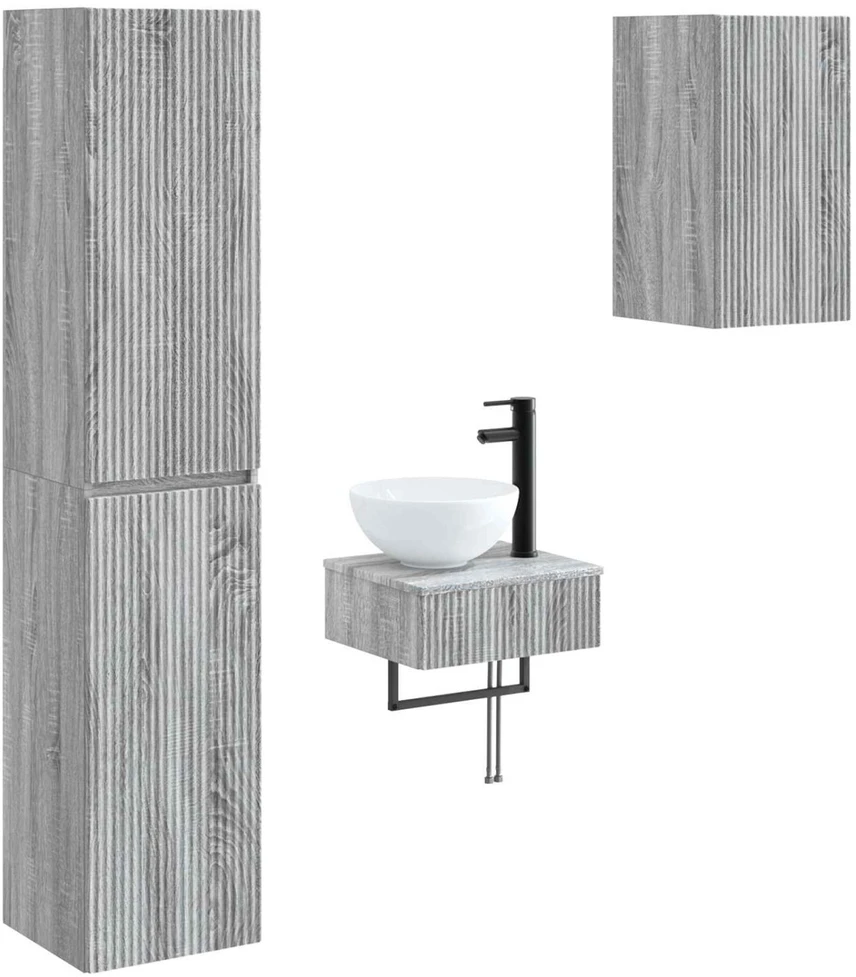 Vonios baldų rinkinys 3 vnt. Pilka Sonoma 33 x 34,5 x 160 cm
