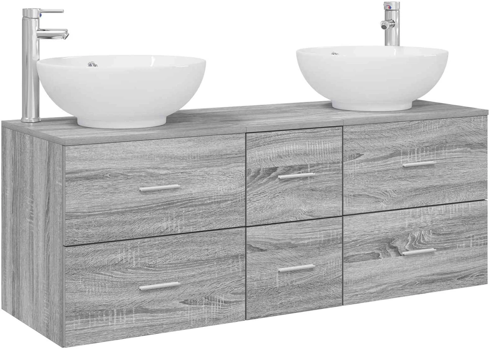 Vonios baldų rinkinys 3 vnt. Pilka Sonoma 129 x 44,5 x 80 cm