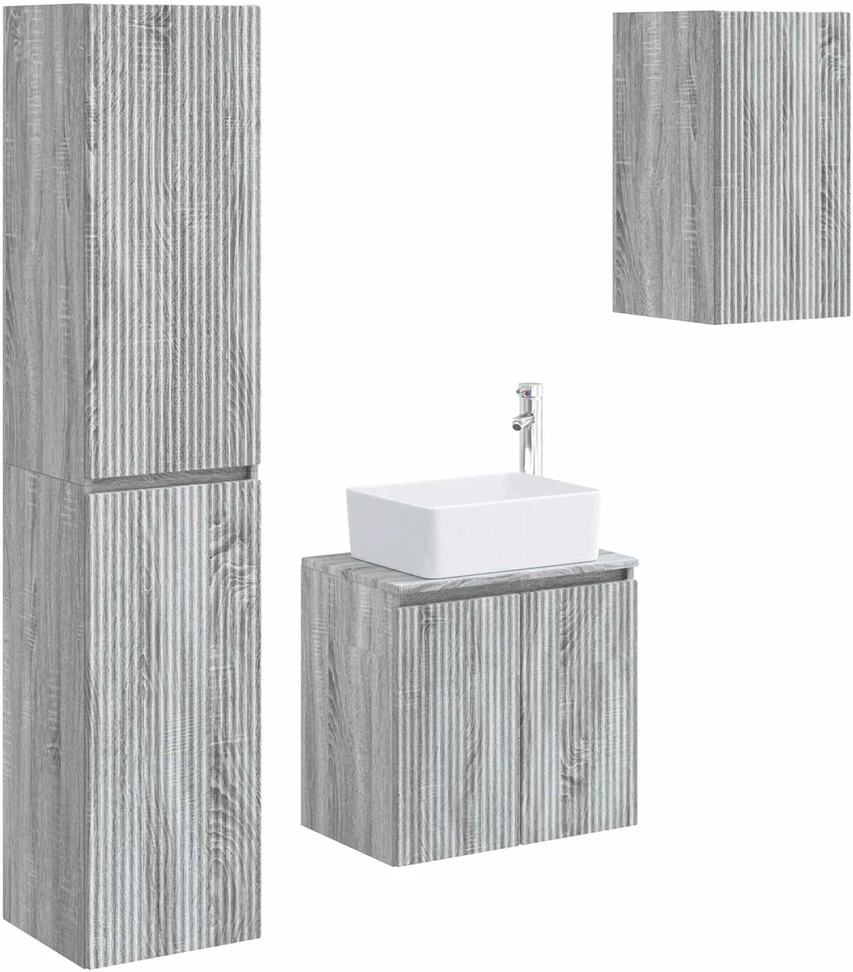 Vonios baldų rinkinys 3 vnt. Pilka Sonoma 33 x 34,5 x 160 cm