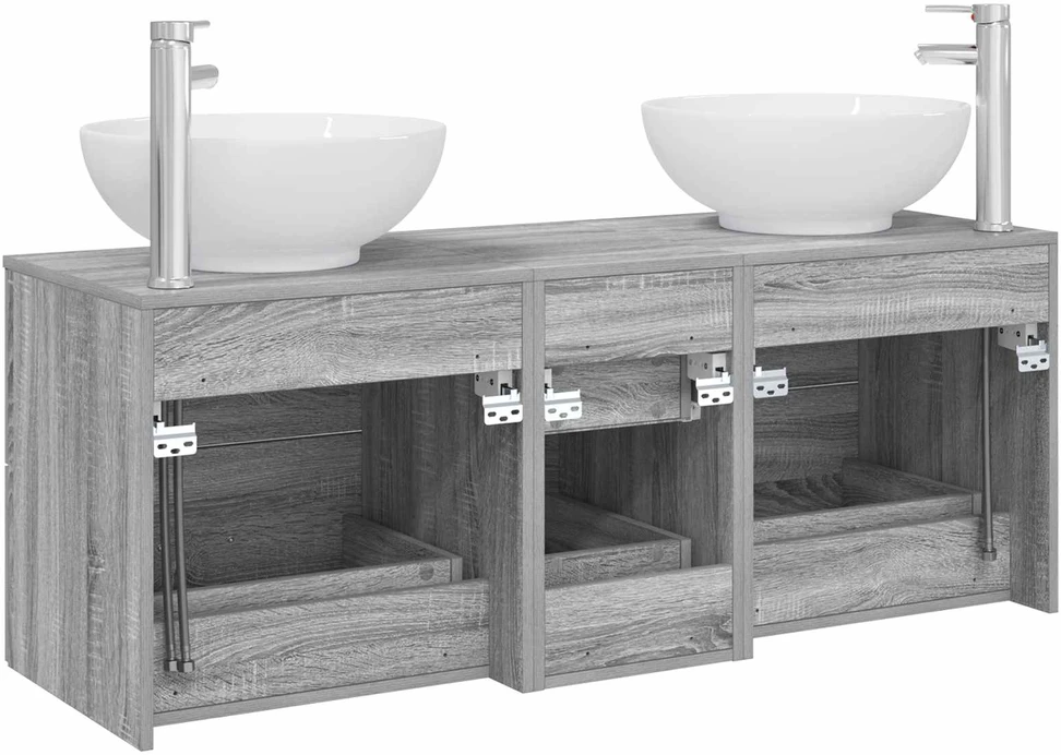 Vonios baldų rinkinys 3 vnt. Pilka Sonoma 129 x 44,5 x 80 cm