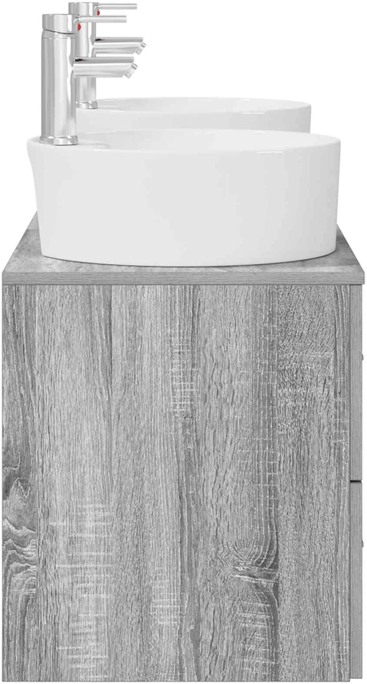 Vonios baldų rinkinys 3 vnt. Pilka Sonoma 129 x 44,5 x 80 cm
