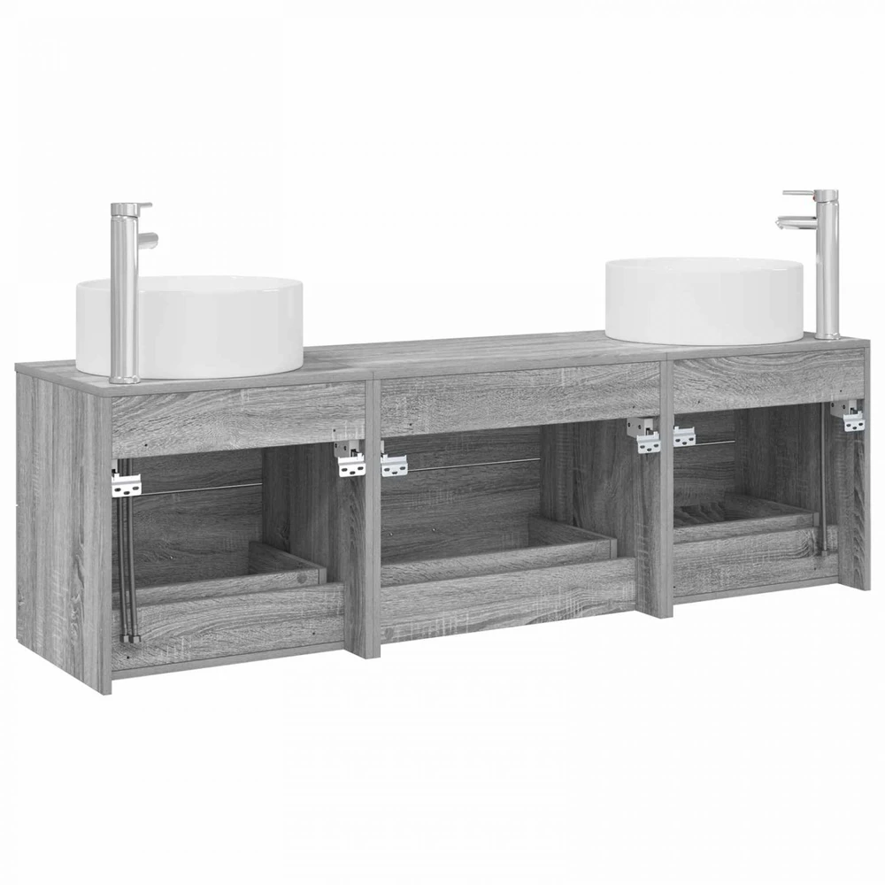 Vonios baldų rinkinys 3 vnt. Pilka Sonoma 49,5 x 44,5 x 65,5 cm