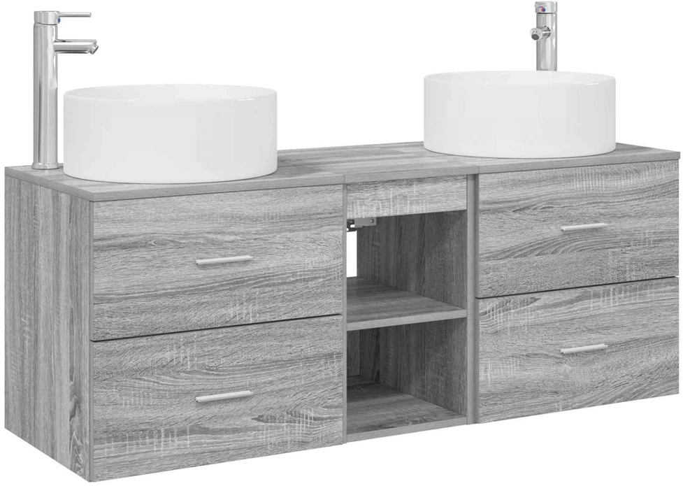 Vonios baldų rinkinys 3 vnt. Pilka Sonoma 49,5 x 44,5 x 65,5 cm