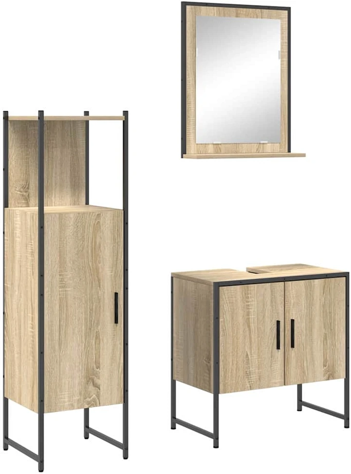 Vonios baldų rinkinys 3 vnt. Ruda 60 x 33 x 60 cm