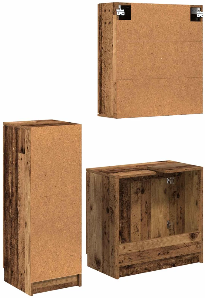 Vonios baldų rinkinys 3 vnt. Senas medis 64,5 x 33,5 x 59 cm