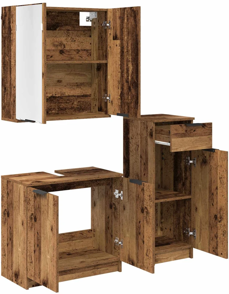 Vonios baldų rinkinys 3 vnt. Senas medis 64,5 x 33,5 x 59 cm