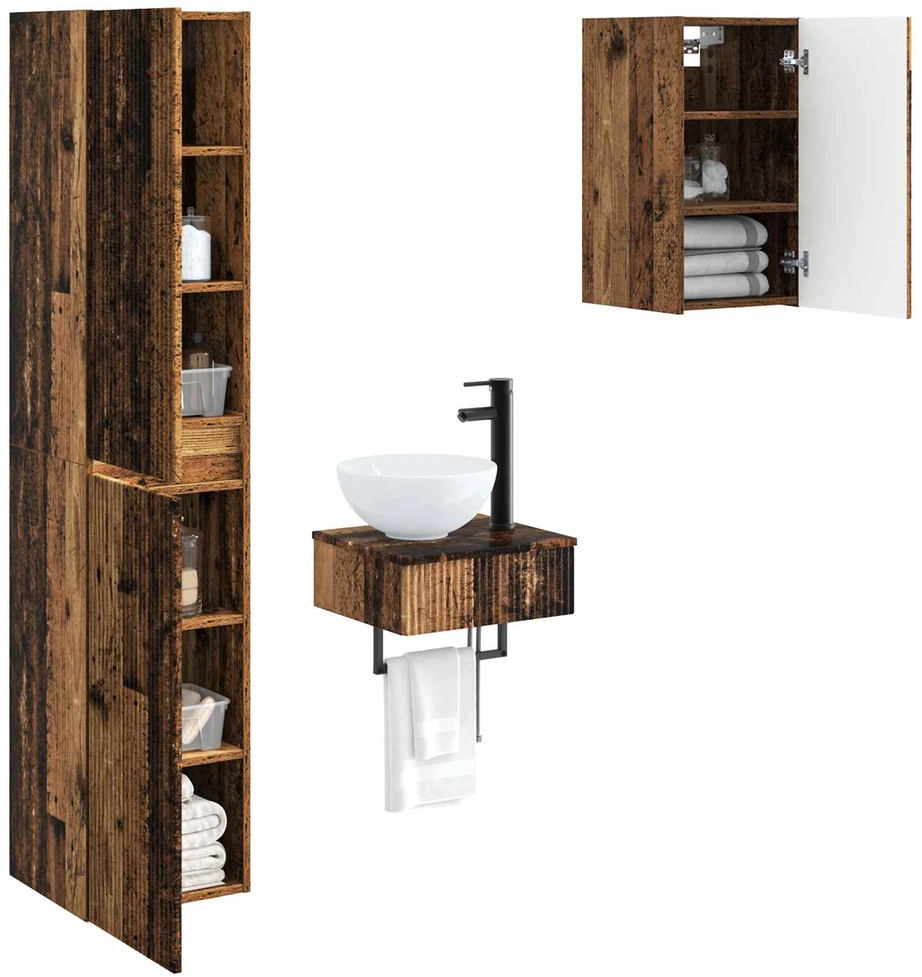 Vonios baldų rinkinys 3 vnt. Sendintos medienos