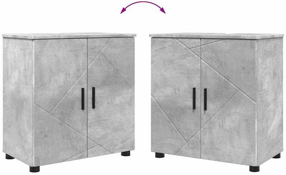 Vonios baldų rinkinys 4 vnt. Betono pilka 61 x 35 x 64 cm