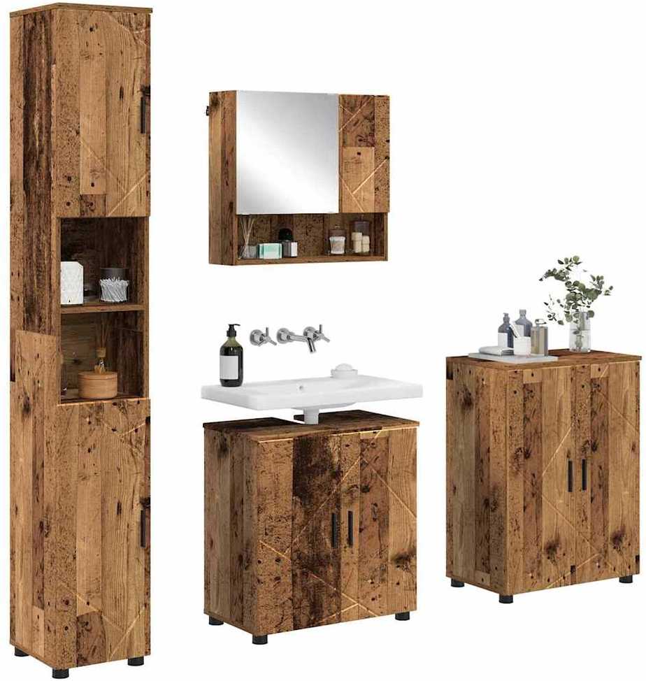 Vonios baldų rinkinys 4 vnt. Senovinis medis 61 x 35 x 64 cm