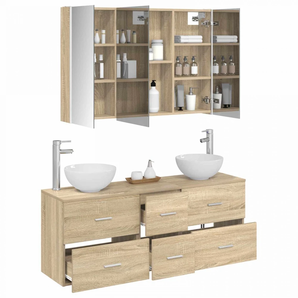 Vonios baldų rinkinys 4 vnt. Sonoma ąžuolas