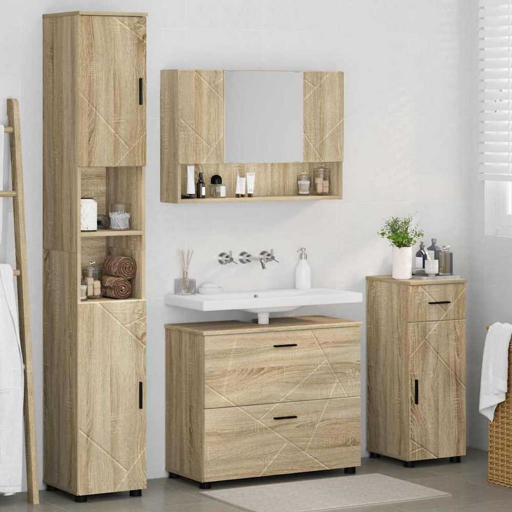 Vonios baldų rinkinys 4 vnt. Sonoma ąžuolas 35 x 30 x 192 cm