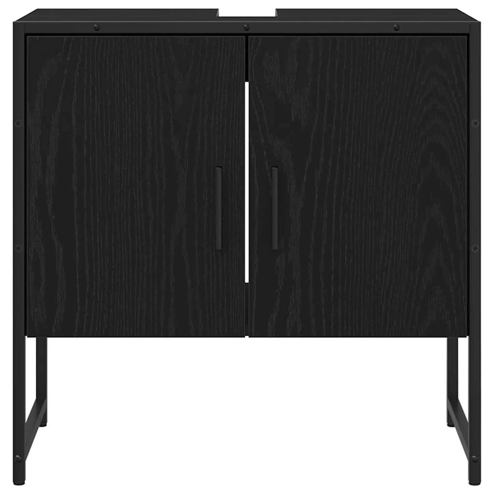 Vonios baldų rinkinys 4 vnt. Juoda 33 x 33 x 185,5 cm