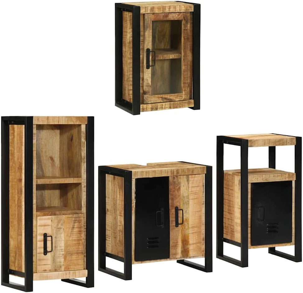 Vonios baldų rinkinys 4 vnt. Ruda 55 x 35 x 60 cm