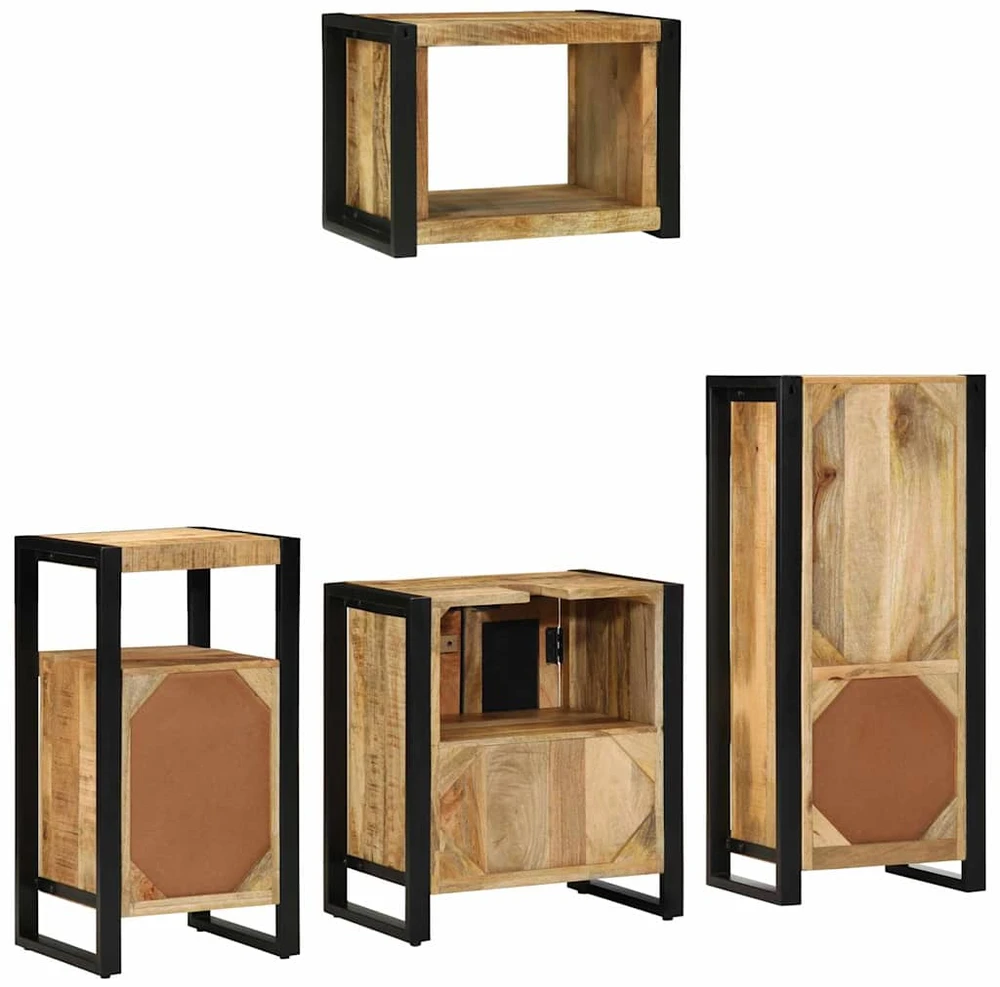 Vonios baldų rinkinys 4 vnt. Ruda ir juoda 55 x 35 x 60 cm