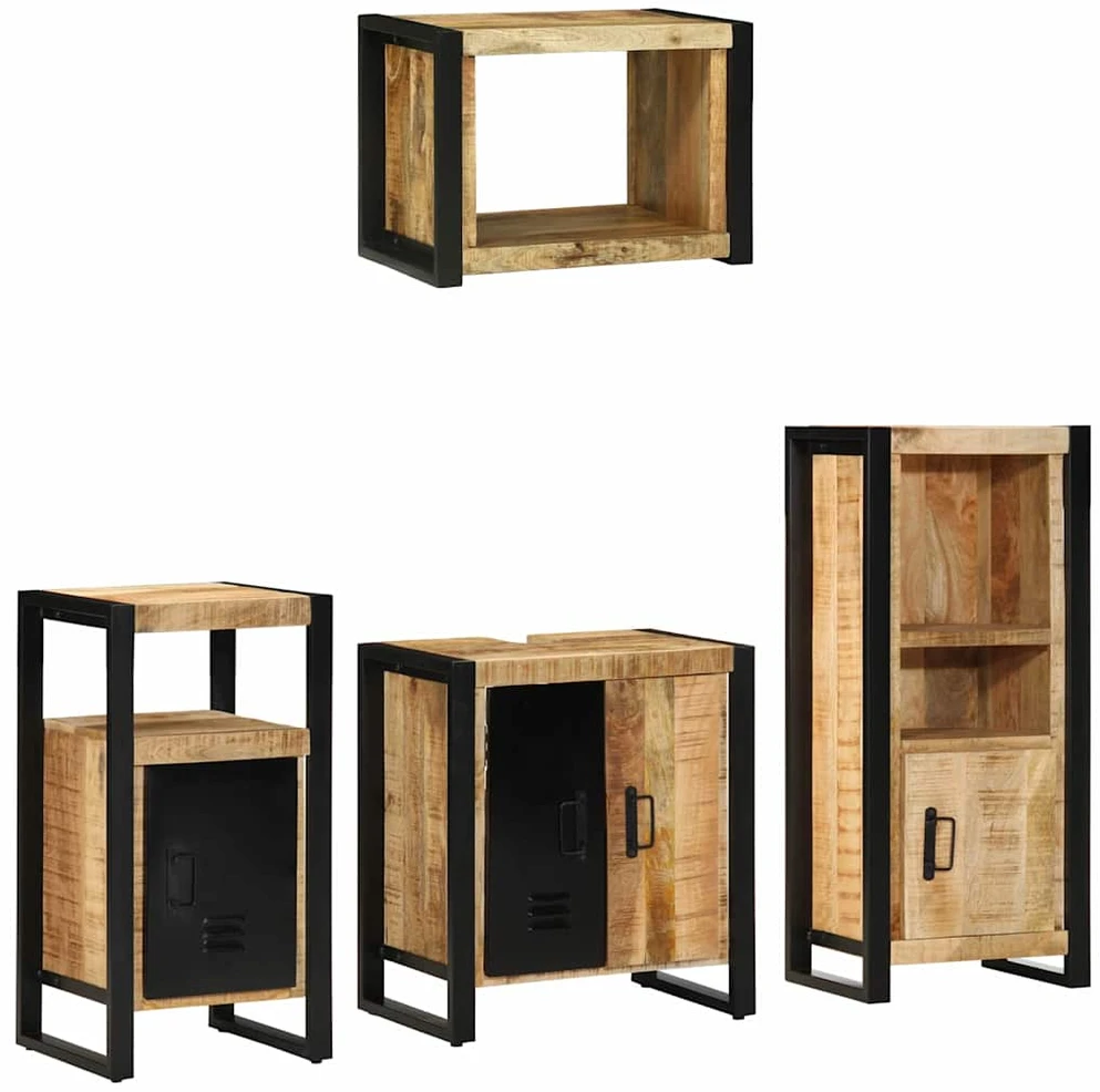 Vonios baldų rinkinys 4 vnt. Ruda ir juoda 55 x 35 x 60 cm