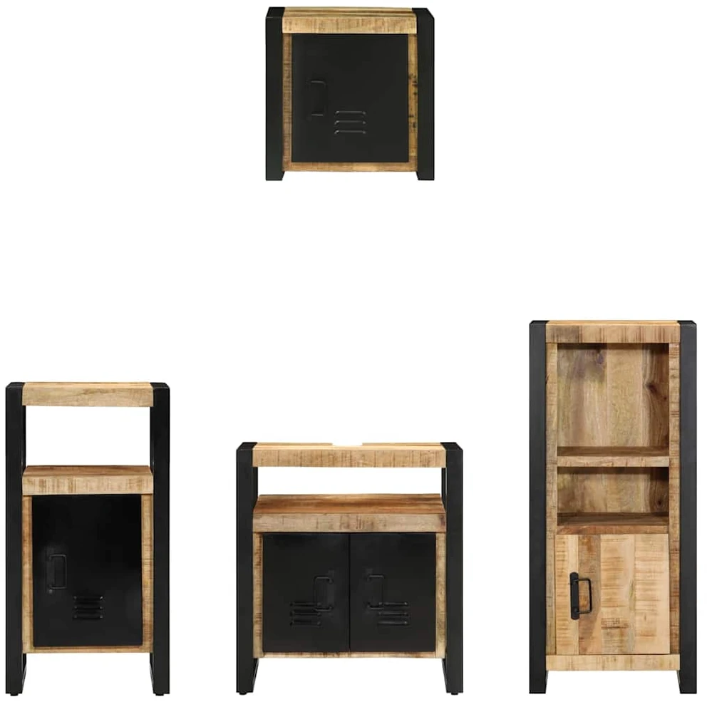 Vonios baldų rinkinys 4 vnt. Ruda ir juoda 55 x 35 x 60 cm