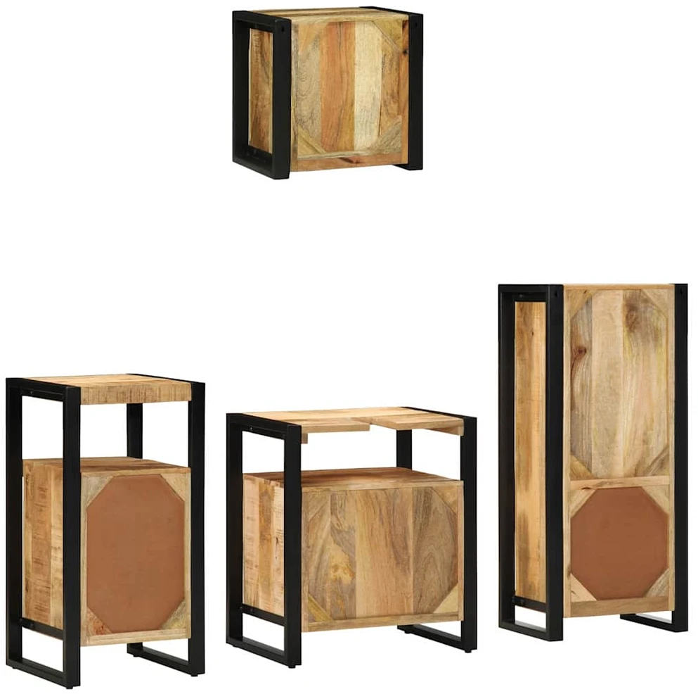Vonios baldų rinkinys 4 vnt. Ruda ir juoda 55 x 35 x 60 cm