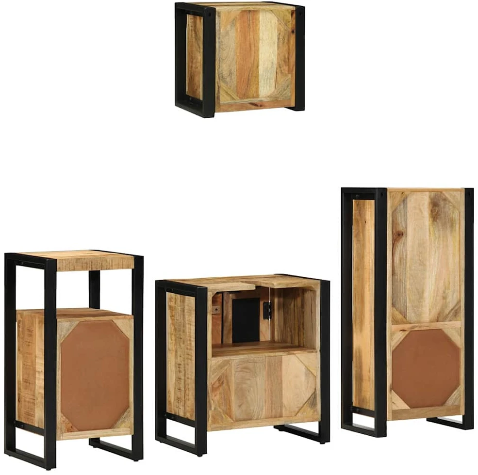 Vonios baldų rinkinys 4 vnt. Ruda ir juoda 55 x 35 x 60 cm