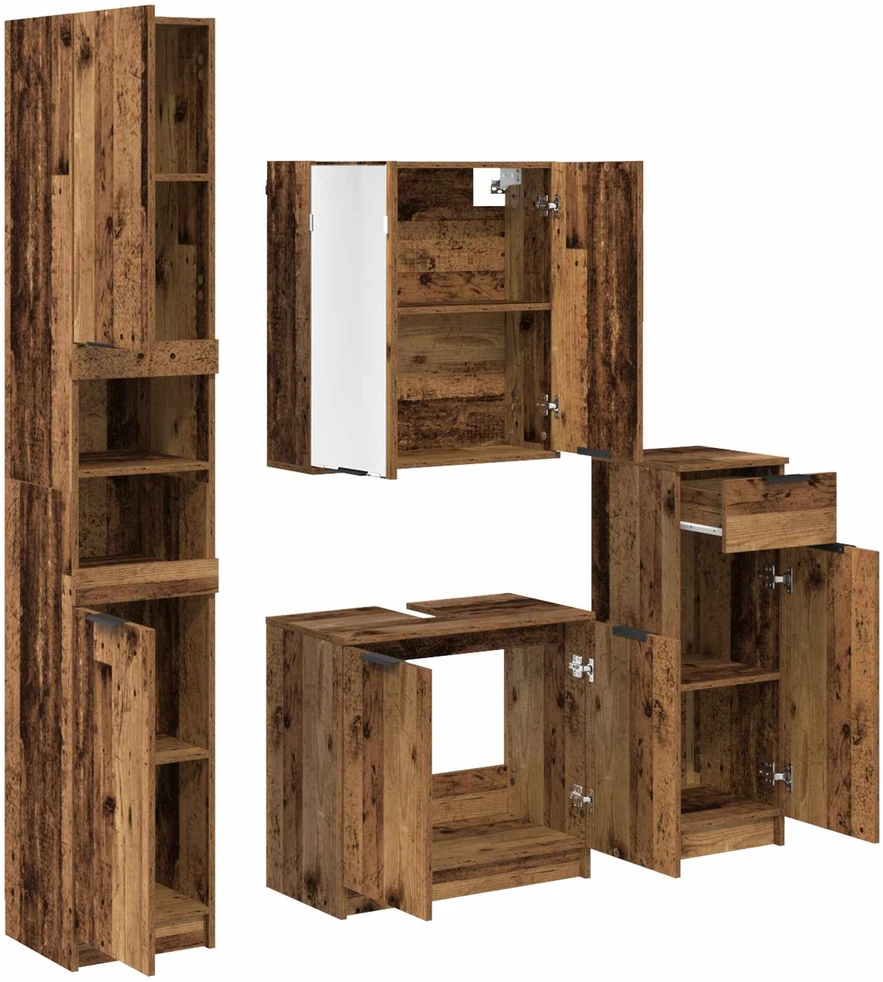 Vonios baldų rinkinys 4 vnt. Senas medis 64,5 x 33,5 x 59 cm
