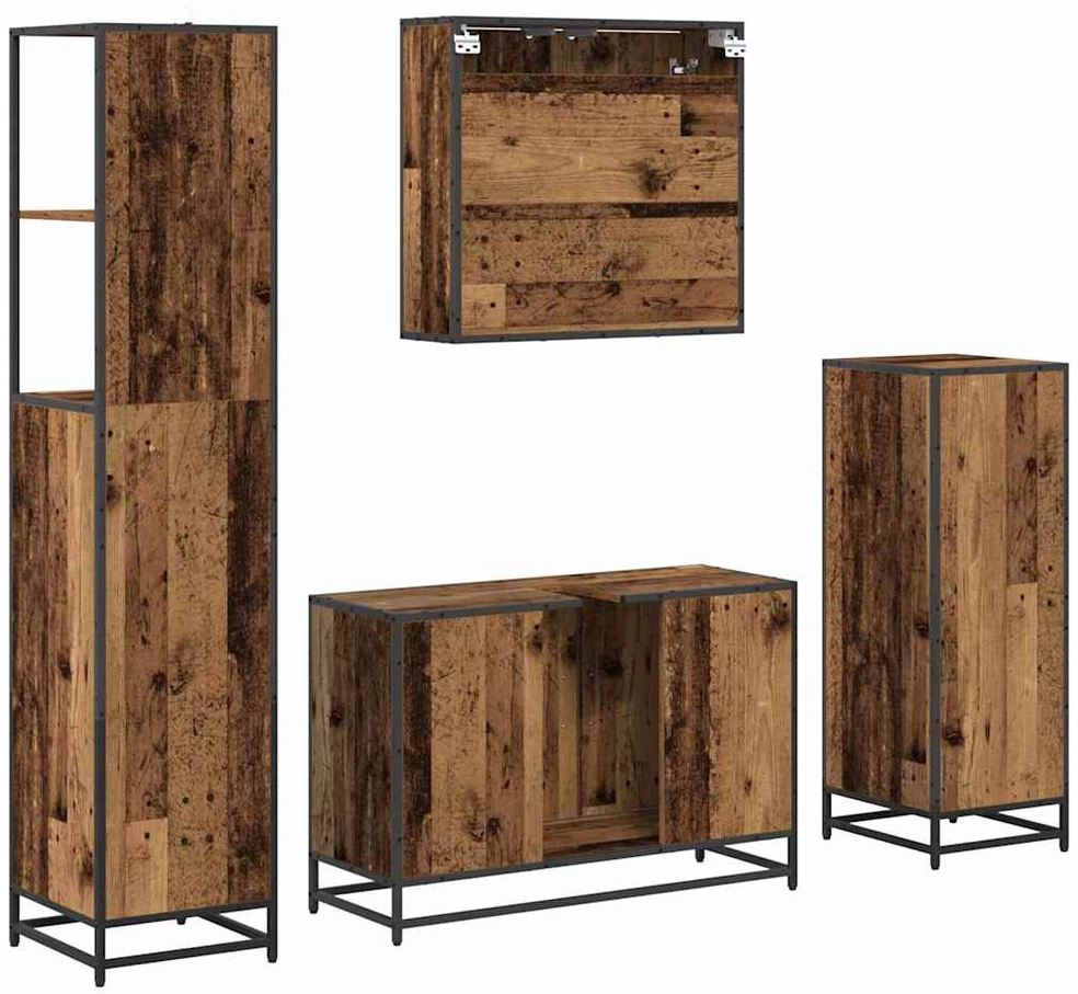 Vonios baldų rinkinys 4 vnt. Senovinis medis 90 x 33 x 60 cm