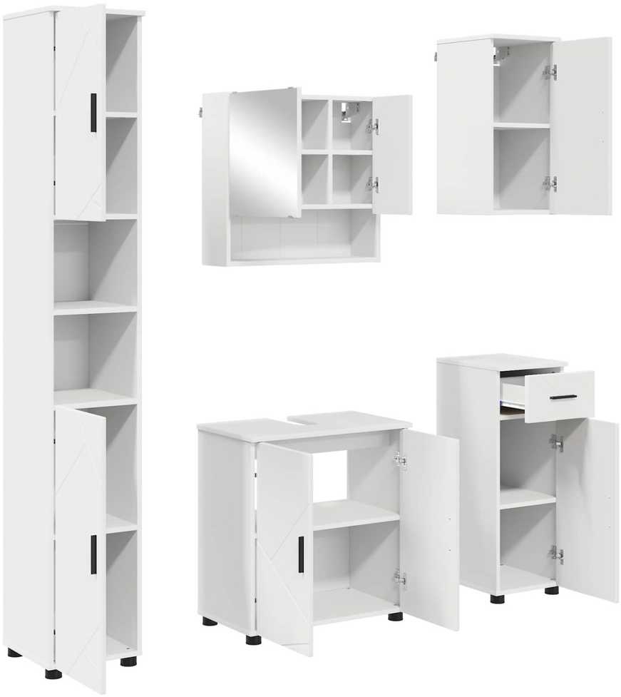 Vonios baldų rinkinys 5 vnt. Balta 61 x 35 x 64 cm