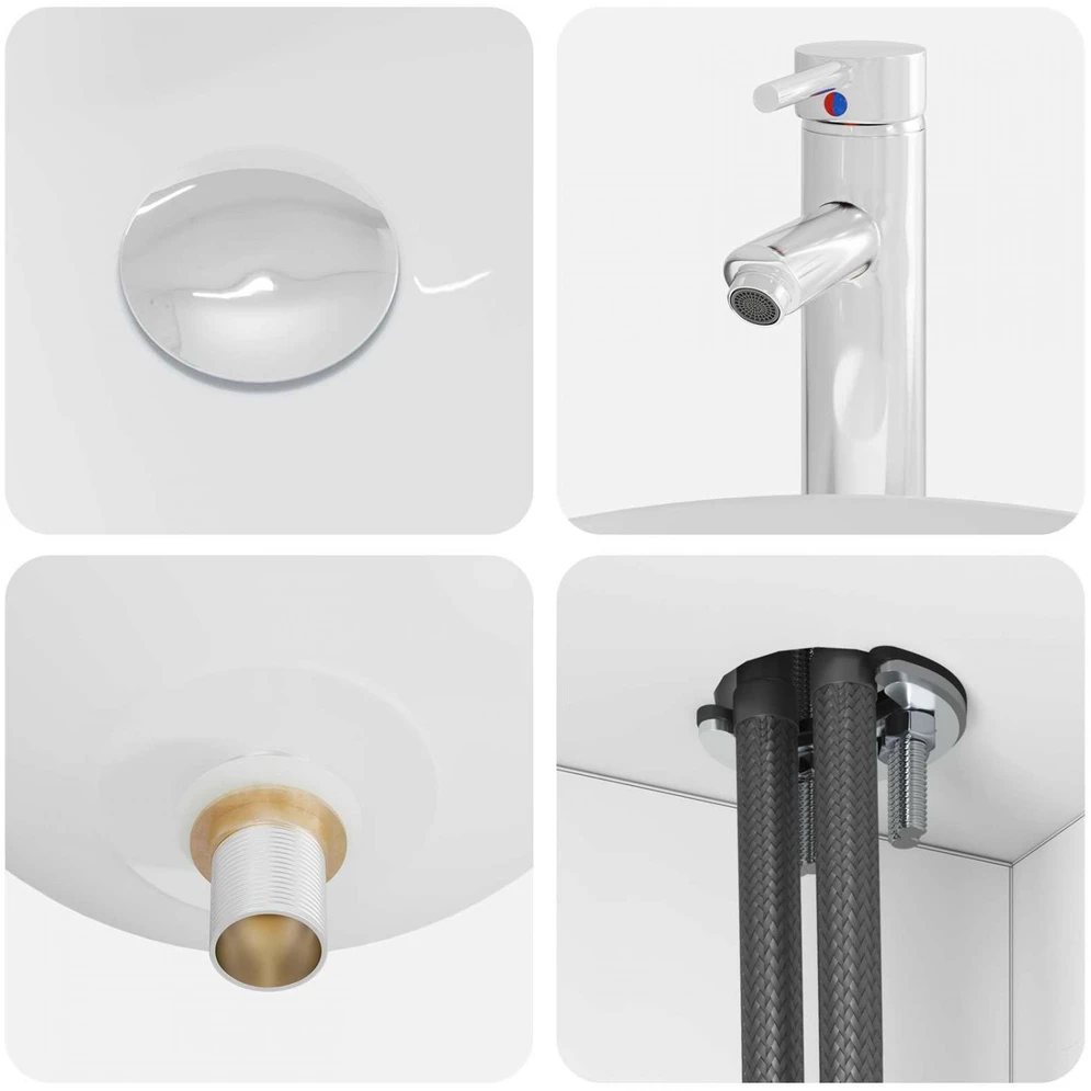 Vonios baldų rinkinys 5 vnt. Balta Apdirbta mediena ir stiklas