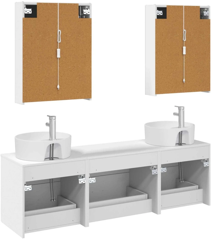 Vonios baldų rinkinys 5 vnt. Balta Apdirbta mediena ir stiklas