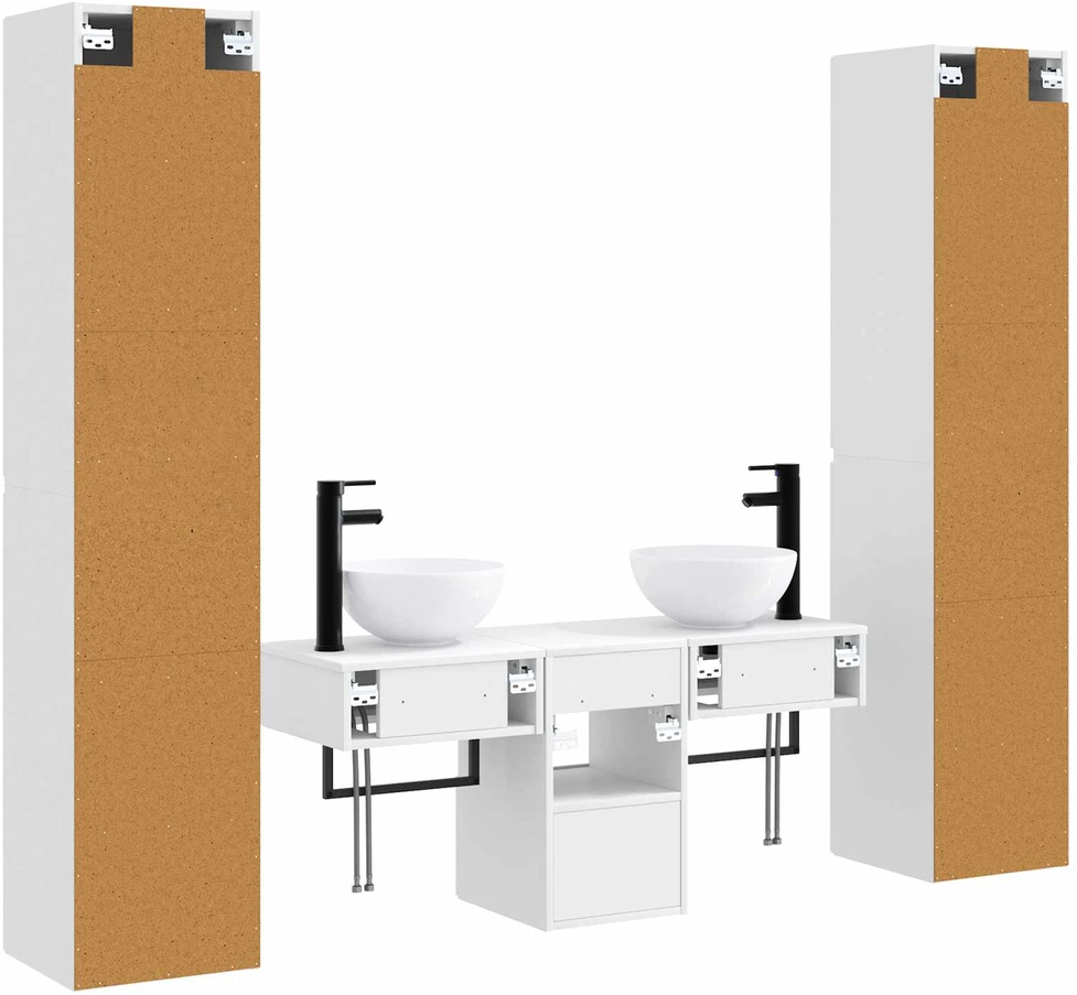 Vonios baldų rinkinys 5 vnt. Balta 33 x 34,5 x 160 cm