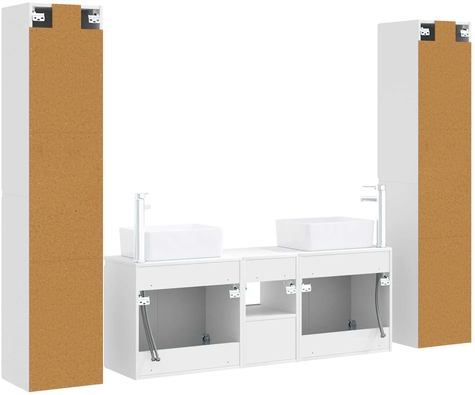 Vonios baldų rinkinys 5 vnt. Balta 33 x 34,5 x 160 cm