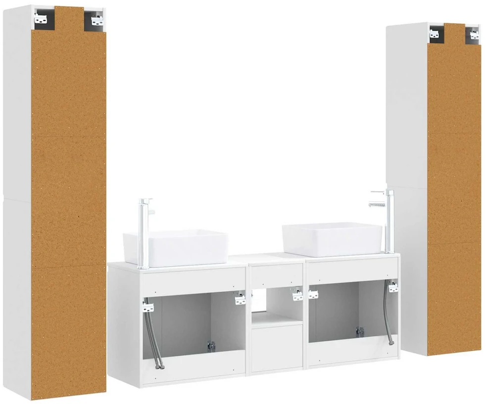 Vonios baldų rinkinys 5 vnt. Balta 33 x 34,5 x 160 cm