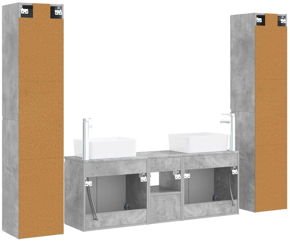 Vonios baldų rinkinys 5 vnt. Betono pilka 33 x 34,5 x 160 cm