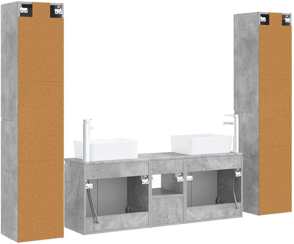Vonios baldų rinkinys 5 vnt. Betono pilka 33 x 34,5 x 160 cm