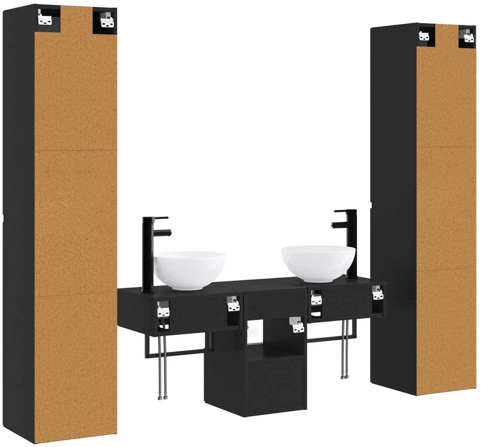 Vonios baldų rinkinys 5 vnt. Juoda 33 x 34,5 x 160 cm