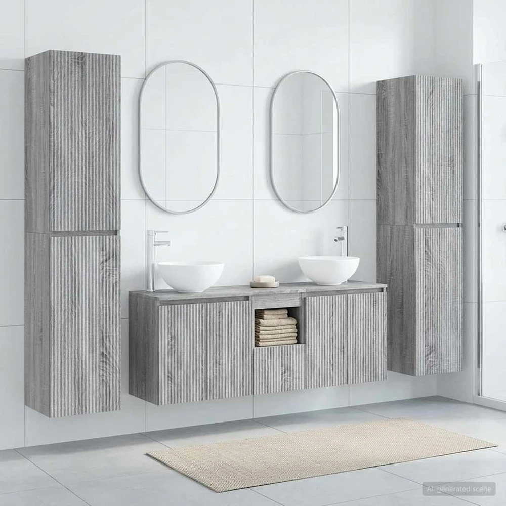 Vonios baldų rinkinys 5 vnt. Pilka Sonoma 33 x 34,5 x 160 cm