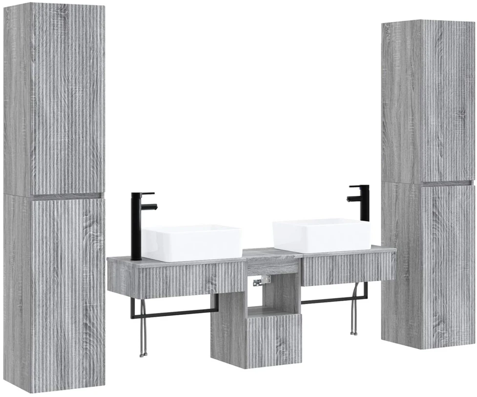 Vonios baldų rinkinys 5 vnt. Pilka Sonoma 33 x 34,5 x 160 cm