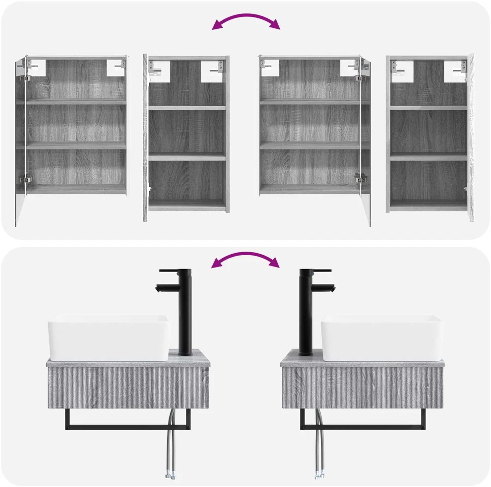 Vonios baldų rinkinys 5 vnt. Pilka Sonoma