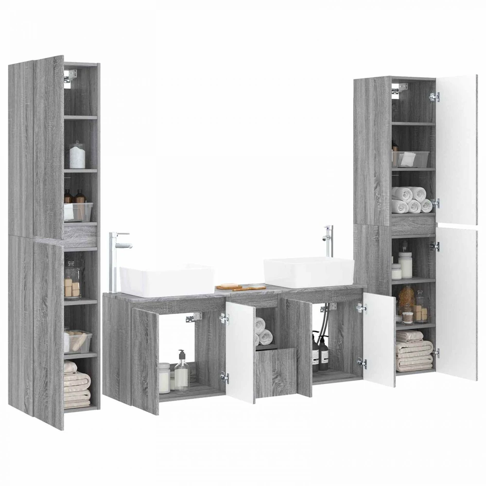 Vonios baldų rinkinys 5 vnt. Pilka Sonoma 33 x 34,5 x 160 cm